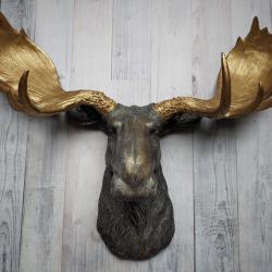 Faux Taxidermy Moose Head Wall Mount, Moose Head Wall Decor,  Moose Head Wall Art