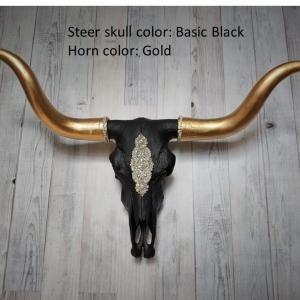 Faux Taxidermy Longhorn Cow Skull, Jeweled Longhorn Skull, Faux Steer Skull