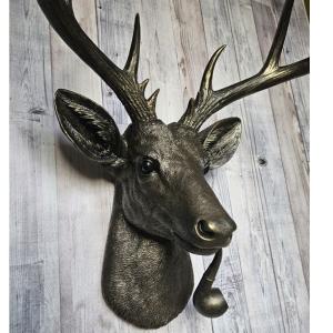 Faux Taxidermy Deer Head, Faux Stag Head Wall Mount, Pipe Smoking Deer Head