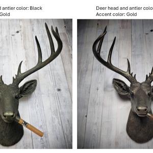 Faux Taxidermy Deer Head Wall Mount, Faux Taxidermy Stag Head with Cigar