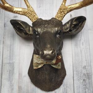 Faux Taxidermy Deer Head with Bow Tie, Faux Stag Head