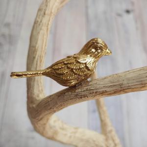 Faux Taxidermy Deer Head, Stag Head Wall Mount with Brass Bird on Antler