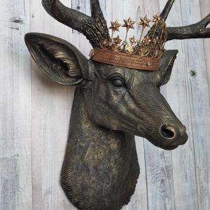 Faux Taxidermy Deer Head Wall Art, Faux Stag Head, Crowned Deer Head