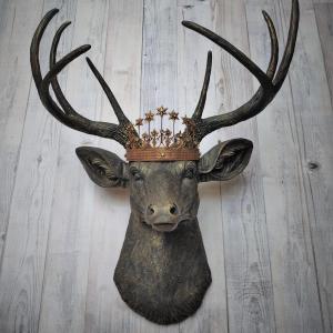 Faux Taxidermy Deer Head Wall Art, Faux Stag Head, Crowned Deer Head