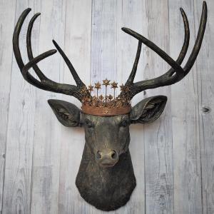 Faux Taxidermy Deer Head Wall Art, Faux Stag Head, Crowned Deer Head