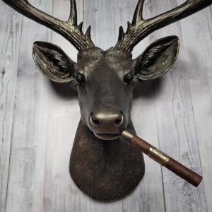 Faux Taxidermy Deer Head Wall Mount, Faux Taxidermy Stag Head with Cigar
