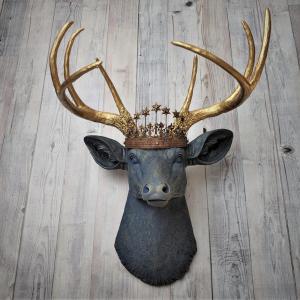 Faux Taxidermy Deer Head Wall Art, Faux Stag Head, Crowned Deer Head