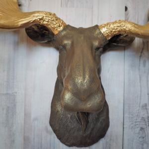 Faux Taxidermy Moose Head Wall Mount, Moose Head Wall Decor