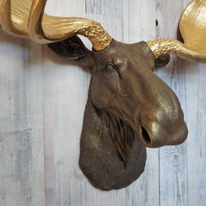 Faux Taxidermy Moose Head Wall Mount, Moose Head Wall Decor
