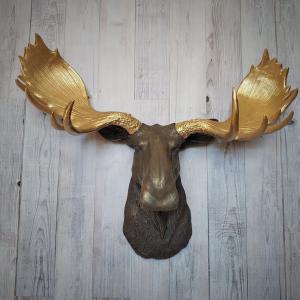 Faux Taxidermy Moose Head Wall Mount, Moose Head Wall Decor