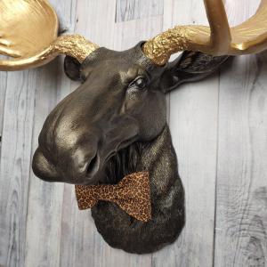 Faux Taxidermy Moose Head Wall Mount, Moose Head with Bow Tie, Fake Moose Head
