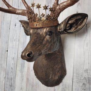 Faux Taxidermy Deer Head Wall Decor, Stag Head Wall Mount, Deer Head Wall Art, Crowned Deer Head