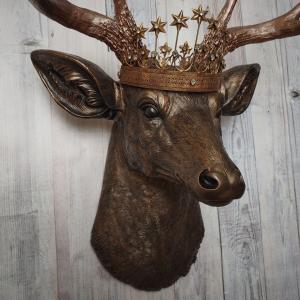 Faux Taxidermy Deer Head Wall Decor, Stag Head Wall Mount, Deer Head Wall Art, Crowned Deer Head