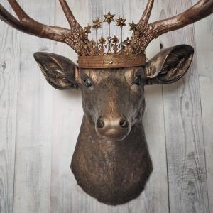 Faux Taxidermy Deer Head Wall Decor, Stag Head Wall Mount, Deer Head Wall Art, Crowned Deer Head