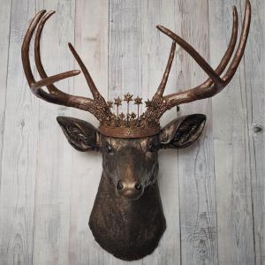 Faux Taxidermy Deer Head Wall Decor, Stag Head Wall Mount, Deer Head Wall Art, Crowned Deer Head