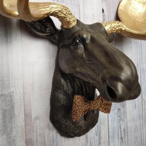Faux Taxidermy Moose Head Wall Mount, Moose Head with Bow Tie, Fake Moose Head