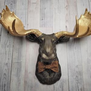 Faux Taxidermy Moose Head Wall Mount, Moose Head with Bow Tie, Fake Moose Head