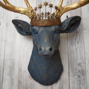 Faux Taxidermy Deer Head Wall Art, Faux Stag Head, Crowned Deer Head