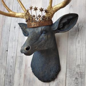 Faux Taxidermy Deer Head Wall Art, Faux Stag Head, Crowned Deer Head