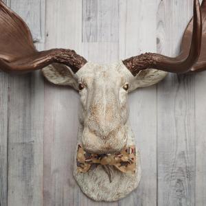 Faux Taxidermy Moose Head, Moose Head with Bow Tie