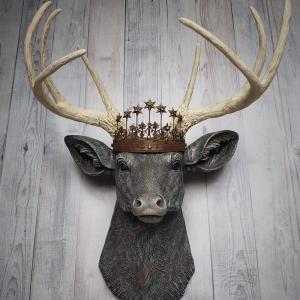 Faux Taxidermy Deer Head Wall Art, Faux Stag Head, Crowned Deer Head