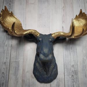 Faux Taxidermy Moose Head Wall Mount, Moose Head Wall Decor, Faux Animal Heads