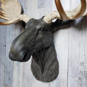 Faux Taxidermy Moose Head Wall Mount, Brown and Gold Moose Head