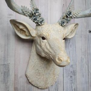 Faux Taxidermy Deer Head Wall Mount, Faux Deer Head with Flowers, Faux Stag Head