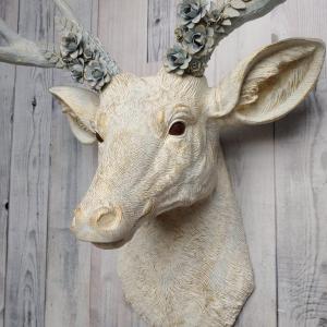 Faux Taxidermy Deer Head Wall Mount, Faux Deer Head with Flowers, Faux Stag Head