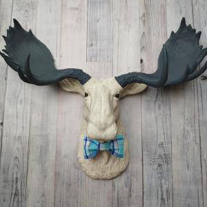 Faux Taxidermy Moose Head Wall Mount, Moose Head with Bow Tie