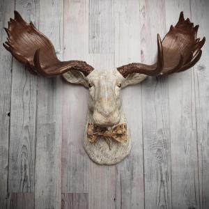 Faux Taxidermy Moose Head, Moose Head with Bow Tie