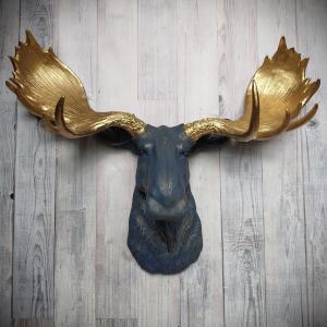 Faux Taxidermy Moose Head Wall Mount, Moose Head Wall Decor, Faux Animal Heads