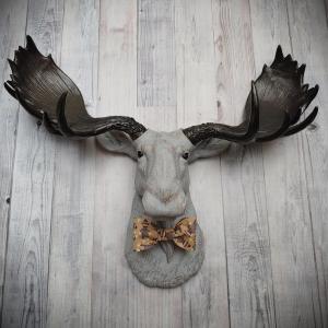 Faux Taxidermy Moose Head Wall Mount, Moose Head with Bow Tie