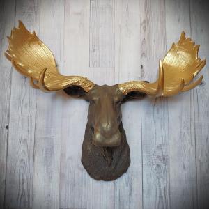 Faux Taxidermy Moose Head Wall Mount, Moose Head Wall Decor