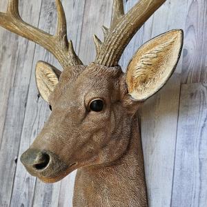 Faux Taxidermy Deer Head with bird, Stag Head Wall Mount