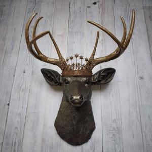 Faux Taxidermy Deer Head Wall Art, Faux Stag Head, Crowned Deer Head