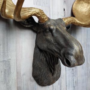 Faux Taxidermy Moose Head Wall Mount, Moose Head Wall Decor,  Moose Head Wall Art