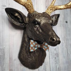 Faux Taxidermy Deer Head Wall Mount, Stag Head Wall Art with Bow Tie
