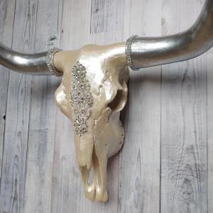 Faux Taxidermy Longhorn Cow Skull, Jeweled Longhorn Skull, Faux Steer Skull