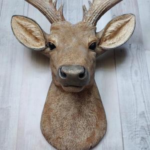 Faux taxidermy natural looking deer head