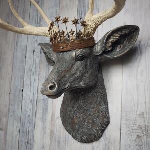 Faux Taxidermy Deer Head Wall Art, Faux Stag Head, Crowned Deer Head