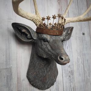 Faux Taxidermy Deer Head Wall Art, Faux Stag Head, Crowned Deer Head