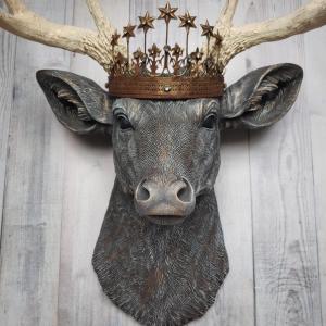 Faux Taxidermy Deer Head Wall Art, Faux Stag Head, Crowned Deer Head