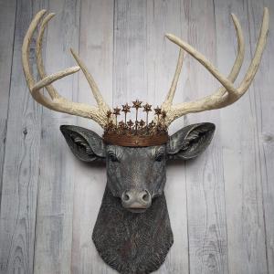 Faux Taxidermy Deer Head Wall Art, Faux Stag Head, Crowned Deer Head