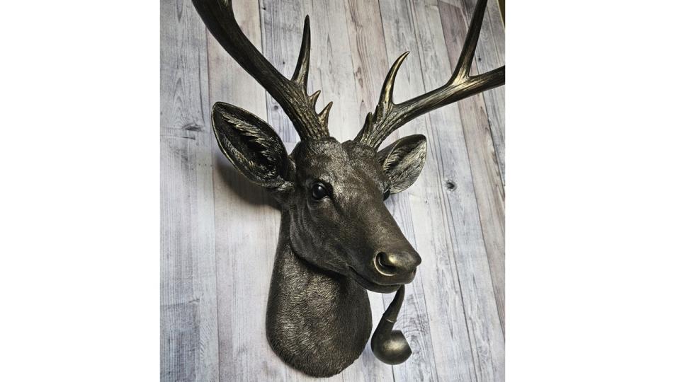 Faux Taxidermy Deer Head, Faux Stag Head Wall Mount, Pipe Smoking Deer Head