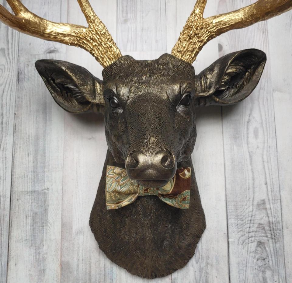 Faux Taxidermy Deer Head with Bow Tie, Faux Stag Head