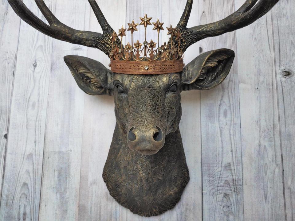 Faux Taxidermy Deer Head Wall Art, Faux Stag Head, Crowned Deer Head