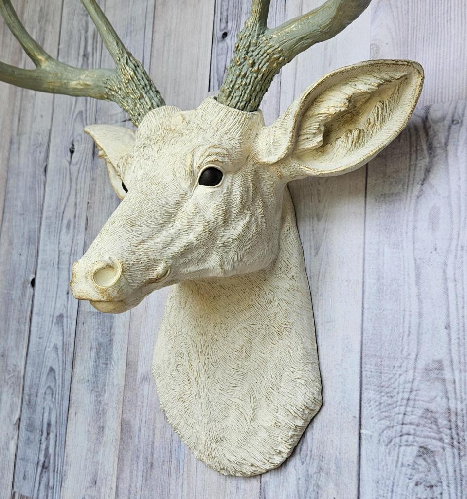 Faux Taxidermy Deer Head with Brass Butterfly, Stag Wall Mount