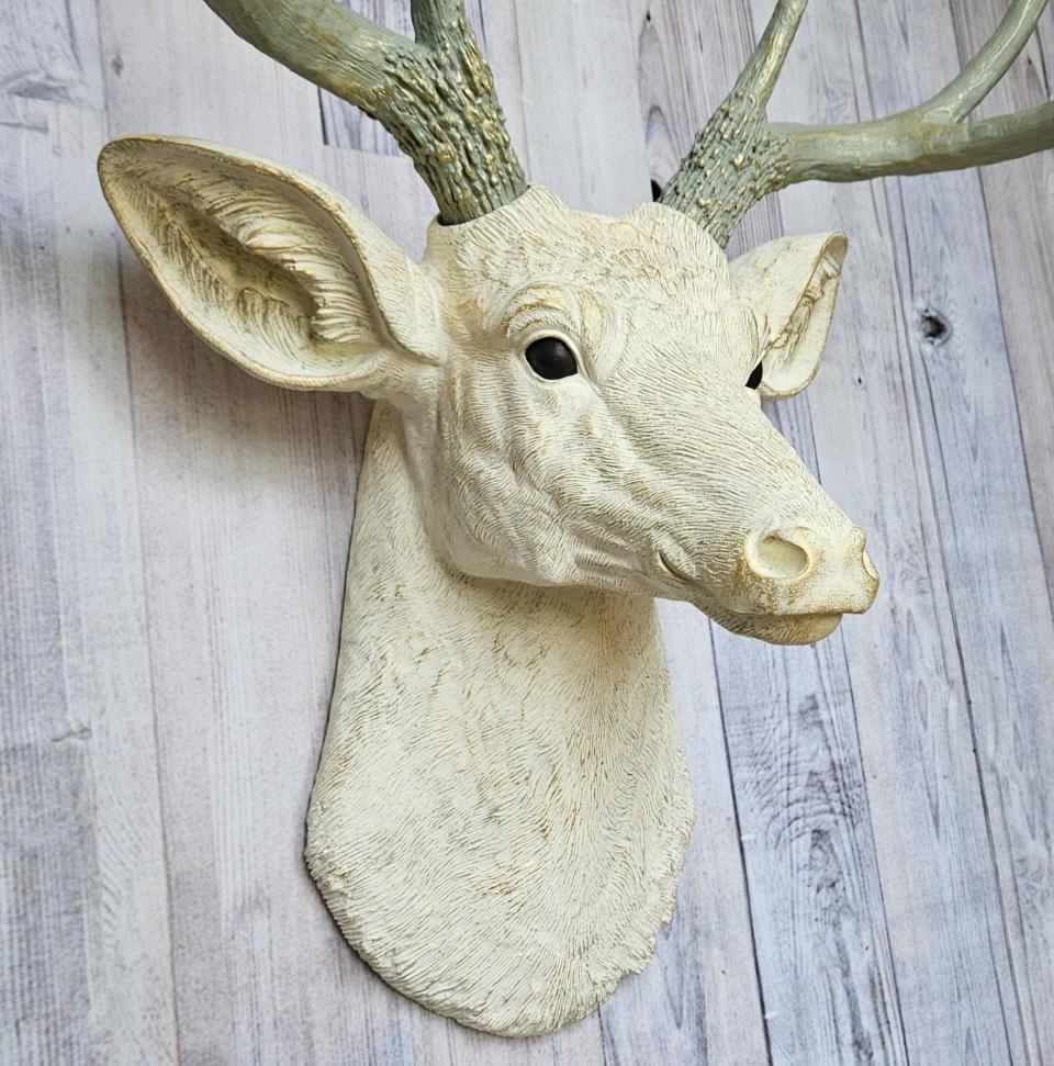 Faux Taxidermy Deer Head with Brass Butterfly, Stag Wall Mount