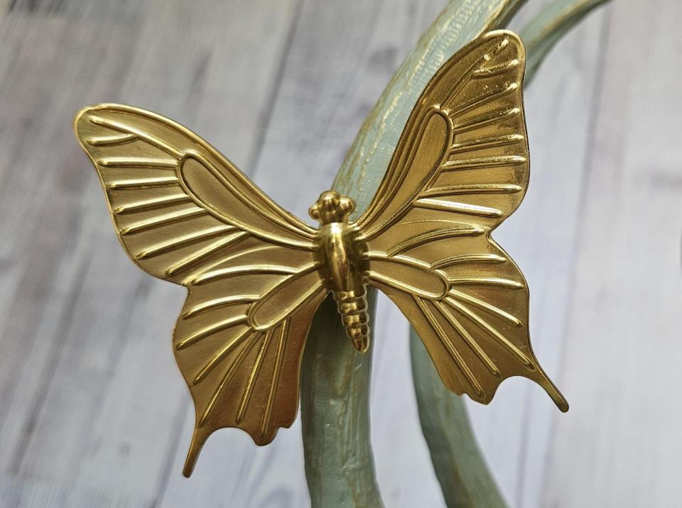 Faux Taxidermy Deer Head with Brass Butterfly, Stag Wall Mount